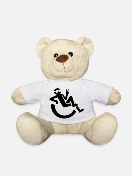 Bild eines entspannten Rollstuhlfahrers # - Teddy - Weiß