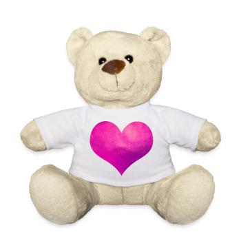 Coeur rose - Nounours - blanc - Devant