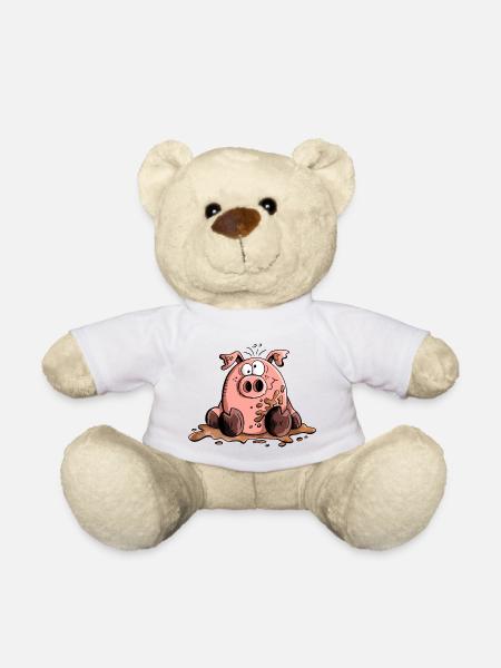 Cochon dans la boue - Cochons - Cadeau - Nounours - blanc