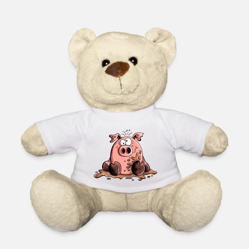 Pig plays in the mud - Pigs - Cartoon - Gift - Teddy Bear - white