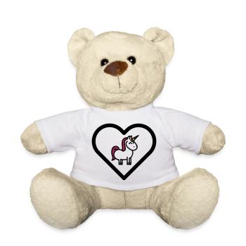 Coeur licornes licornes filles enfants mignons contes de fées - Nounours - blanc - Devant