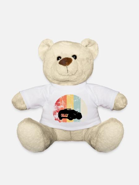 Polizei Vintage Auto Streifenwagen - Teddy - Weiß