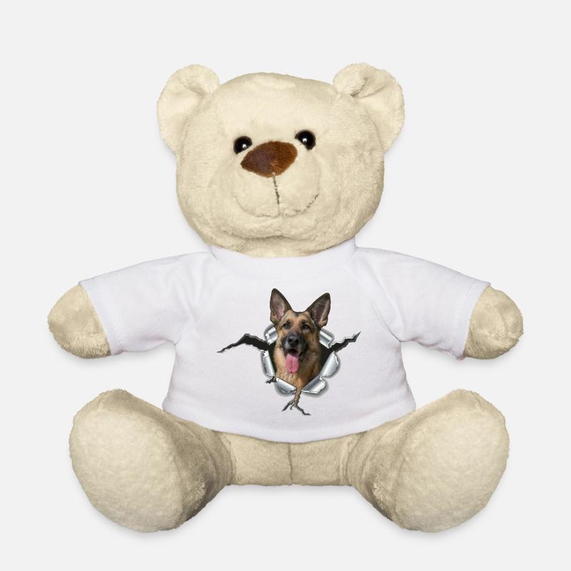 Schäferhund im Metall Loch - Teddy - Weiß