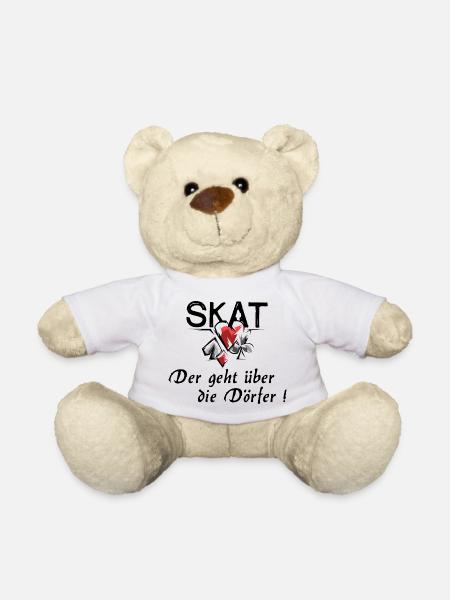Skat lustige Sprüche Spielfarben Spielblatt Logo - Teddy - Weiß