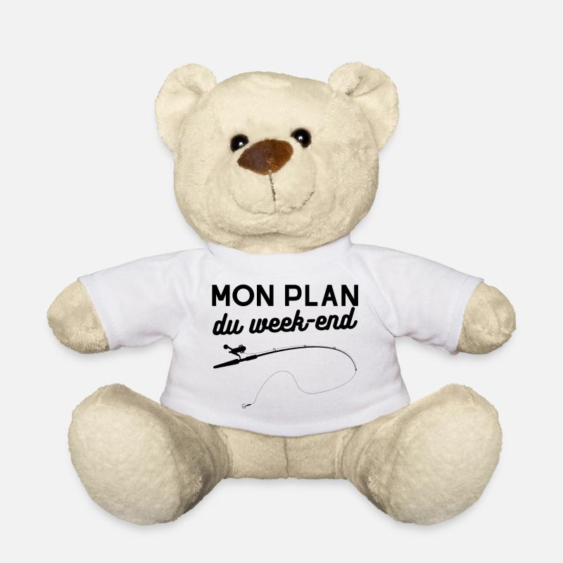 T-shirt Pêcheur Mon plan du week-end cadeau dessin - Nounours - blanc