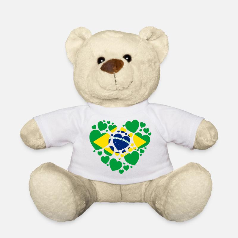 BRÉSIL DRAPEAU COEURS AMOUR - Nounours - blanc