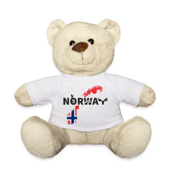 Norway map with flag and moose - Teddy Bear - white - Front