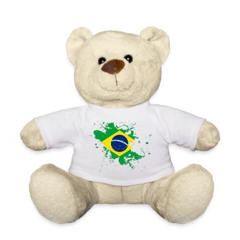 Brasilien Flagge als Farbklecks - Teddy - Weiß - Vorne