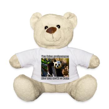 Panda Owl Panda Bear Raised By Owls German Funny - Teddy Bear - white - Front