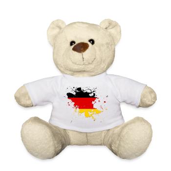 Deutschland Flagge als Farbklecks - Teddy - Weiß - Vorne
