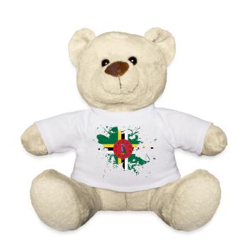 Dominica Flagge als Farbklecks - Teddy - Weiß - Vorne