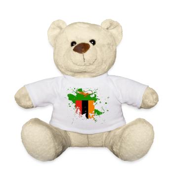 Sambia Flagge als Farbklecks - Teddy - Weiß - Vorne