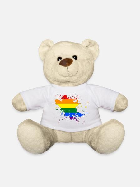 Rainbow flag as a splash of color - Teddy Bear - white