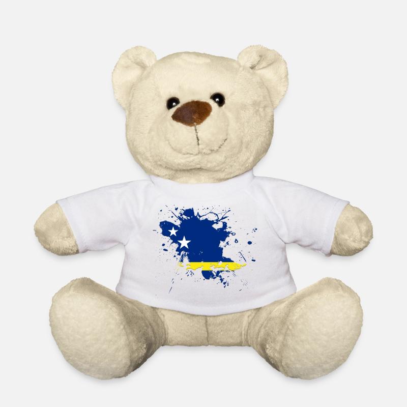 Le drapeau de Curaçao comme une touche de couleur - Nounours - blanc