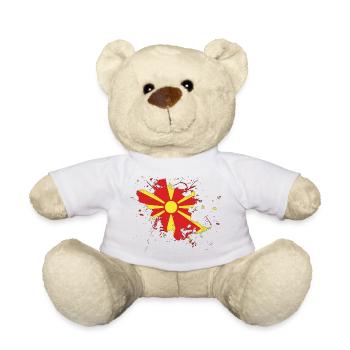 Drapeau de la Macédoine du Nord Macédoine comme une touche de couleur - Nounours - blanc - Devant