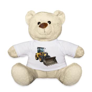 Yellow excavator - Teddy Bear - white - Front