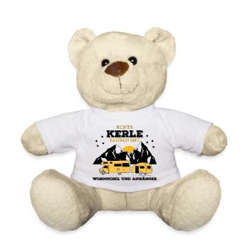 Echte Kerle fahren mit Wohnmobil und Anhänger - Teddy - Weiß - Vorne