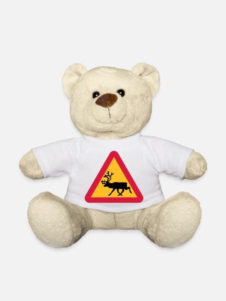 Panneau d'avertissement de renne - Nounours - blanc