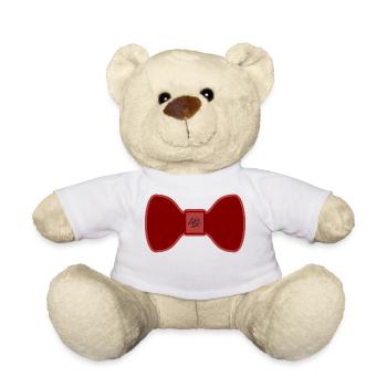 Bow tie - red - Teddy Bear - white - Front