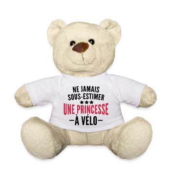 sous estimez une princesse à vélo - humour femme - Nounours - blanc - Devant