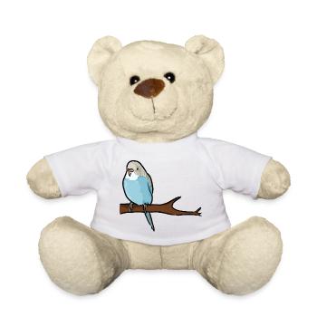 sweet parakeet on branch - Teddy Bear - white - Front