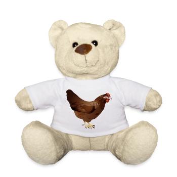 Hand-drawn coloured brown chicken - Teddy Bear - white - Front