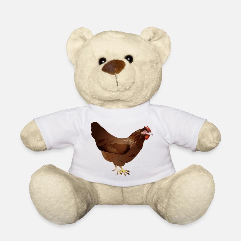 Handgezeichnetes koloriertes braunes Huhn - Teddy - Weiß