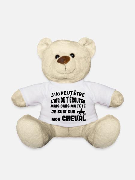 Dans ma tête je suis sur mon cheval cadeau humour - Nounours - blanc