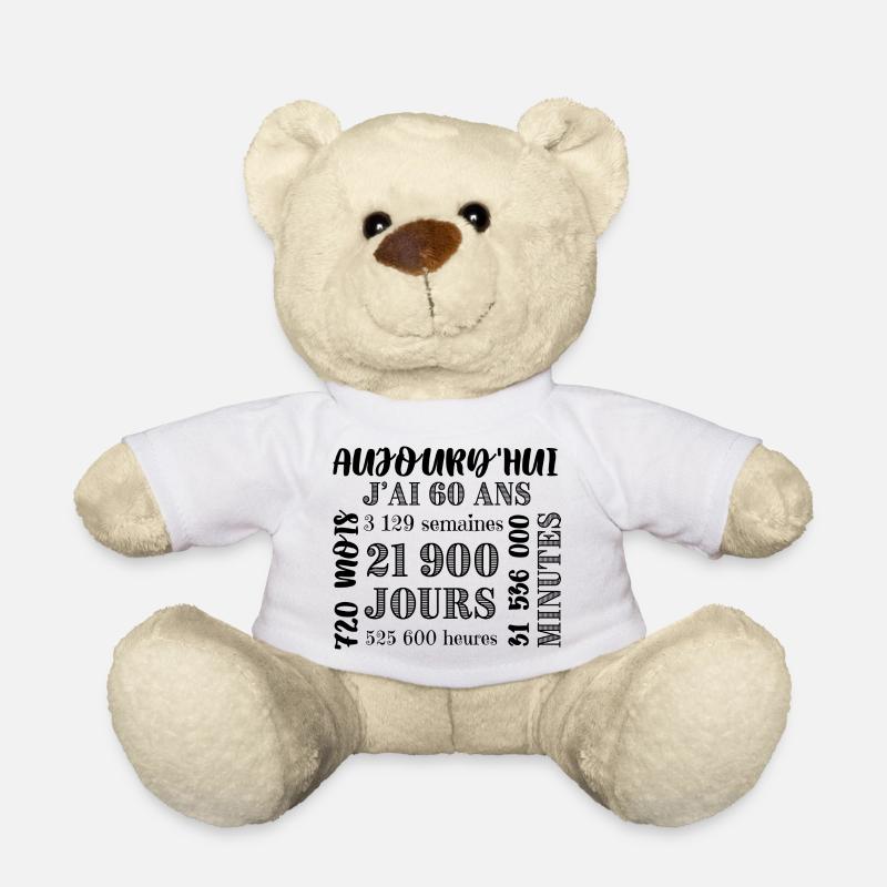 Anniversaire 60 ans, 720 mois, 3129 semaines - Nounours - blanc