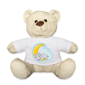 Nettes schlafendes Nilpferd auf dem Mond - Teddy - Weiß - Vorne