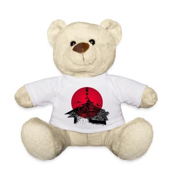 Japanische Landschaft schwarz und rote Sonne - Teddy - Weiß - Vorne