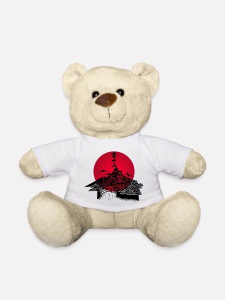 Paysage japonais noir et soleil rouge - Nounours - blanc