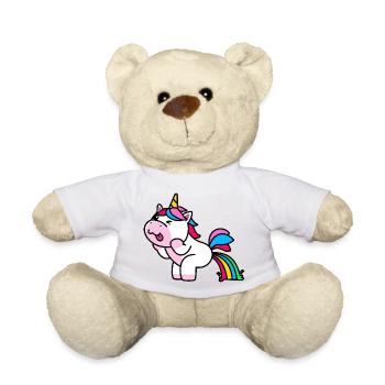 Einhorn Regenbogen Lustig - Teddy - Weiß - Vorne
