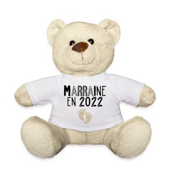 Marraine - 2022 - Cadeau - Naissance - Anniv - Nounours - blanc - Devant