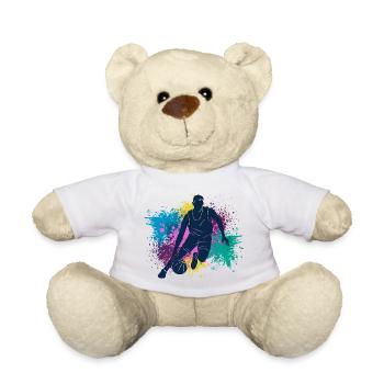 Basketball Player Grungy Color Splashes - Teddy Bear - white - Front