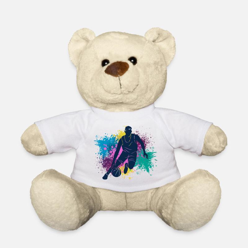 Basketball Spieler Grungy Farbspritzer - Teddy - Weiß