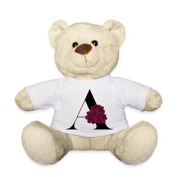 lettre A fleuris - Nounours - blanc - Devant