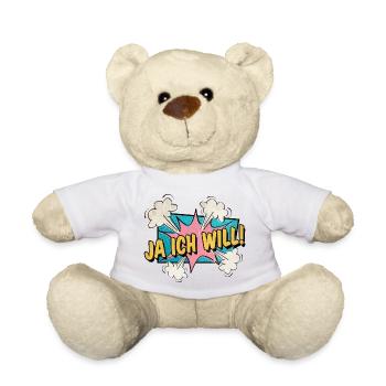 Ja ich will! Love Comic Style verliebt Geschenk - Teddy - Weiß - Vorne