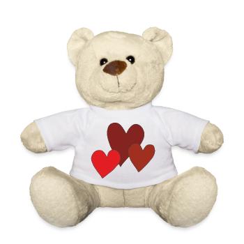 herzen 3 mal - Teddy - Weiß - Vorne