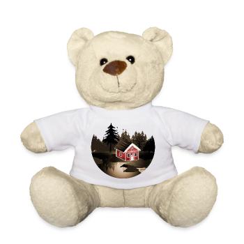 petite maison suédoise à l'orée de la forêt en sépia - Nounours - blanc - Devant