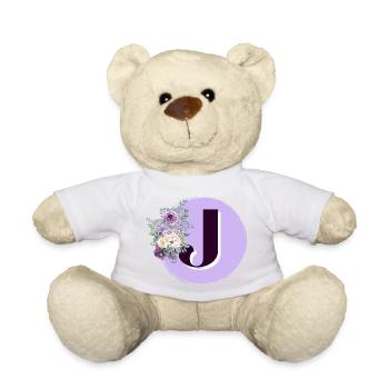 lettre J Couronne de fleurs - Nounours - blanc - Devant
