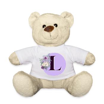 lettre L fleuris Couronne de fleurs - Nounours - blanc - Devant