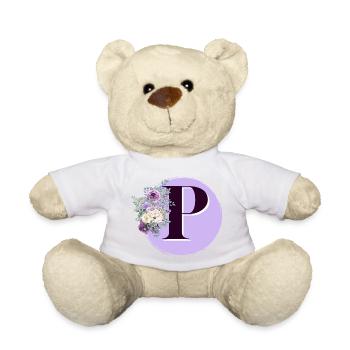 lettre P Couronne de fleurs - Nounours - blanc - Devant