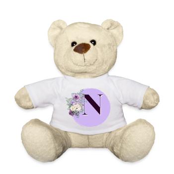 lettre N Couronne de fleurs - Nounours - blanc - Devant