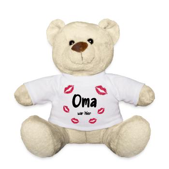 Oma war hier, Geschenkidee Oma Großmutter - Teddy - Weiß - Vorne