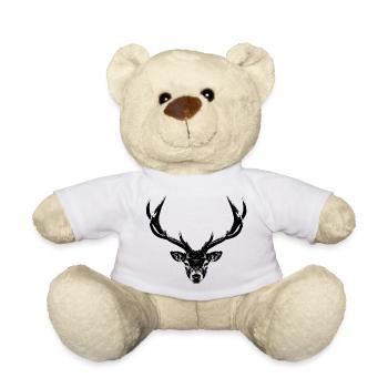 Tête de cerf / porteur de bois - Nounours - blanc - Devant