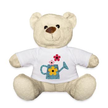 Watering can with flowers - Teddy Bear - white - Front