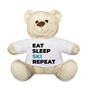 Eat Sleep Ski Repeat - Teddy Bear - white - Front