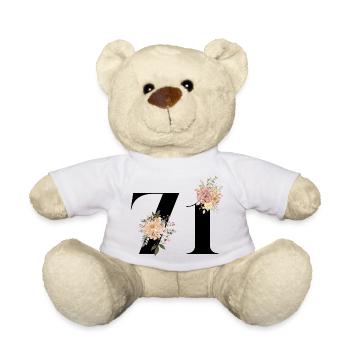 71st anniversary flowers (Gift of 71 years) - Teddy Bear - white - Front