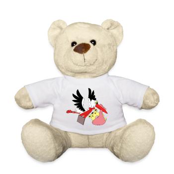 storch baby hippo kinder geburt schwangerschaft - Teddy - Weiß - Vorne
